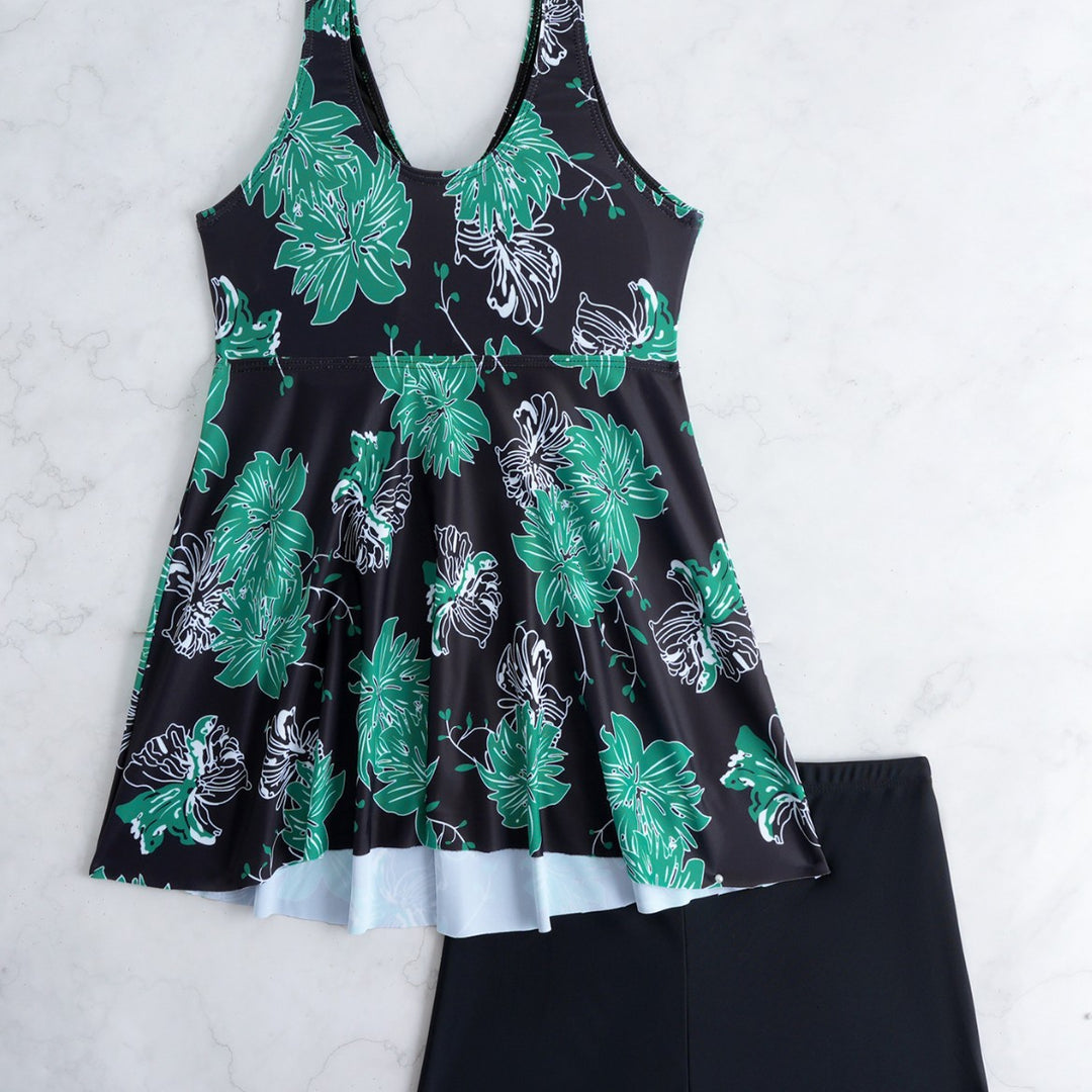 Damen Tankini mit floralem Wickeldesign und bequemen Shorts R&B