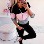 Damen modischer Freizeitpullover mit Kapuze und Farbblockdesign R&B