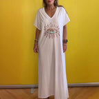 Damen strandliches Maxikleid mit funkelndem Augendesign R&B