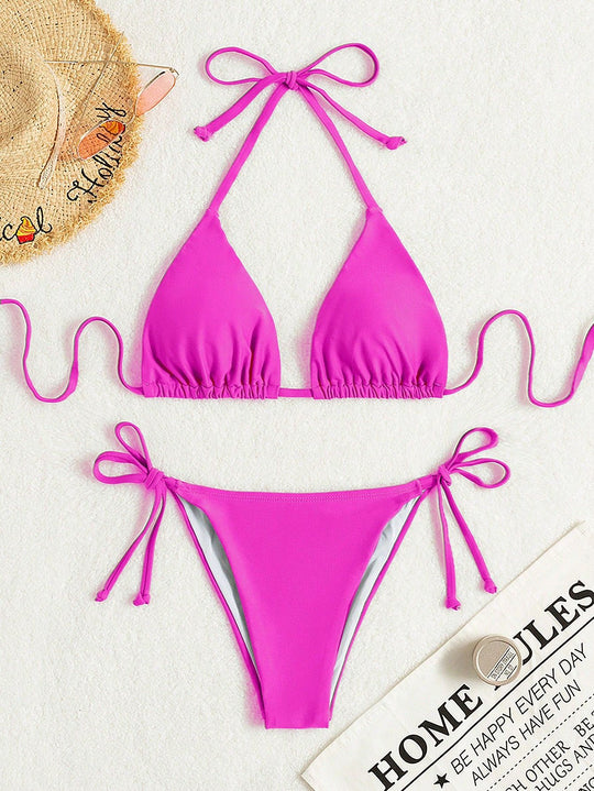 Damen Triangel-Bikini mit verstellbaren Bändern und elastischem Taillenbund R&B