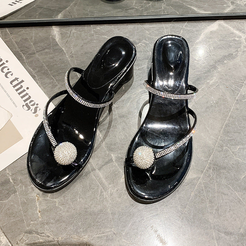 Damen elegante Sandalen mit glitzerndem Kristallakzent R&B