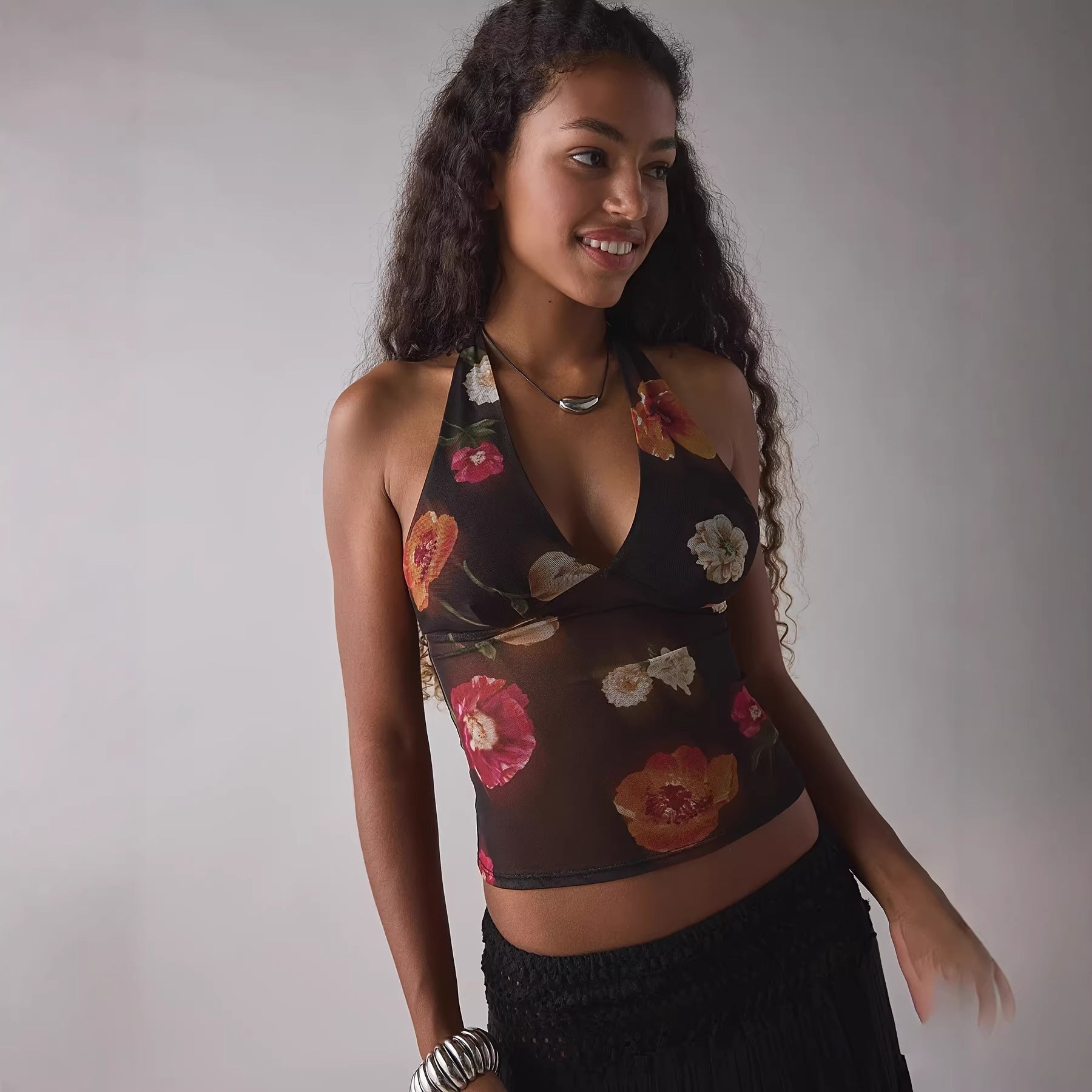 Damen Elegantes und figurbetontes Oberteil im angesagten Muster R&B