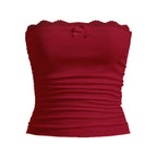 Damen Bandeau-Oberteil mit Spitzenbesatz und figurbetontem Schnitt R&B