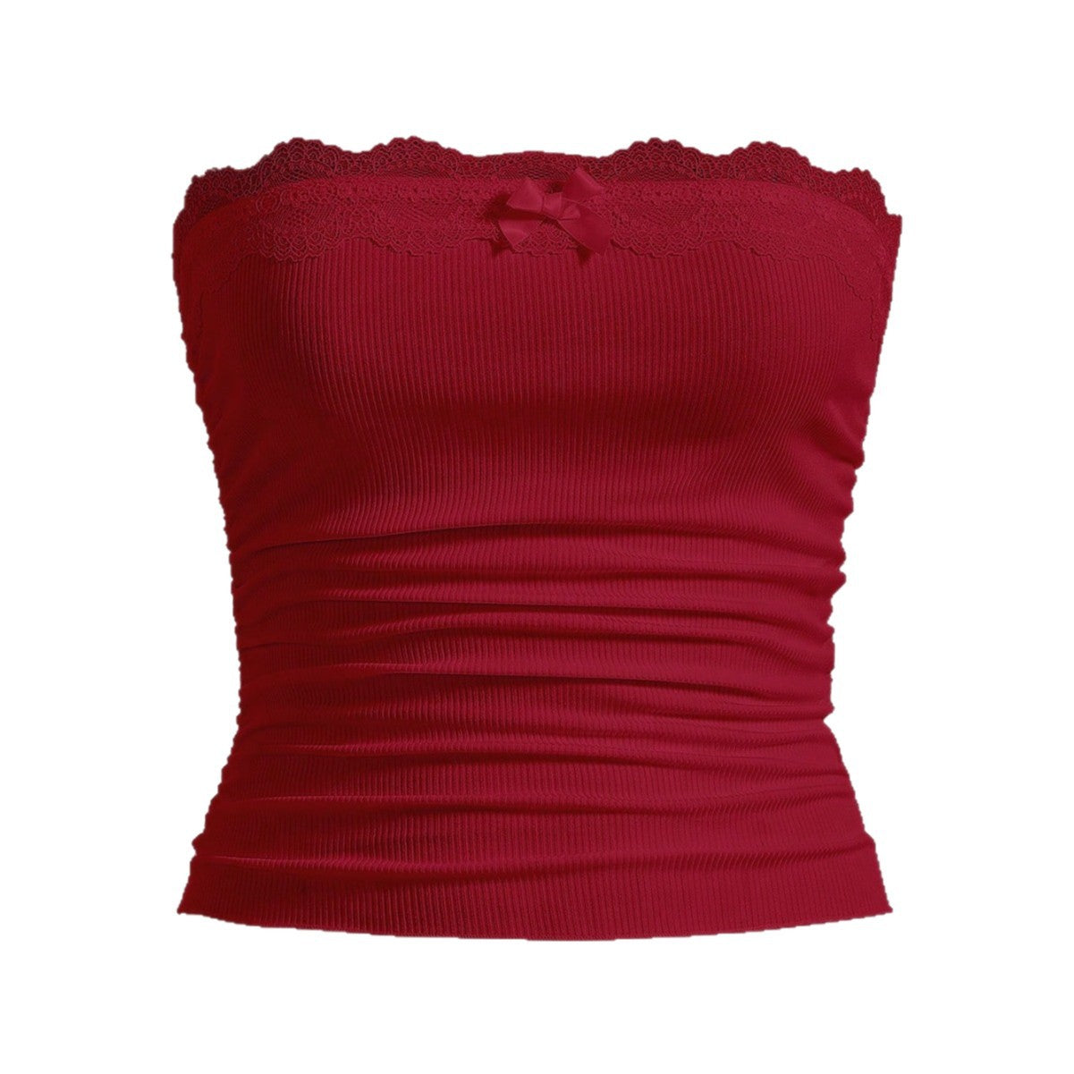 Damen Bandeau-Oberteil mit Spitzenbesatz und figurbetontem Schnitt R&B