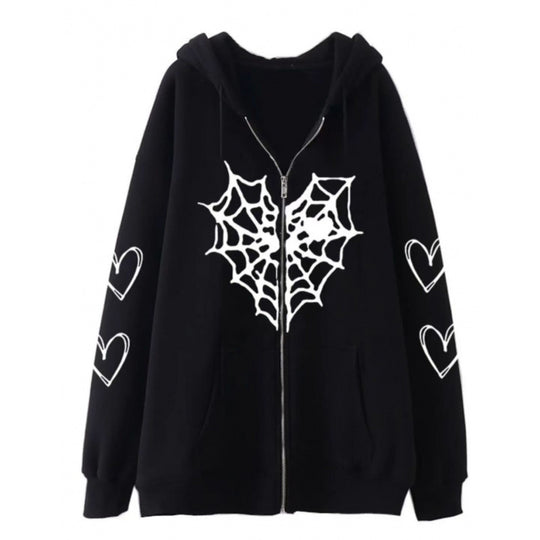 Damen Kapuzenjacke mit auffälligem Spinnenmotiv und praktischen Taschen R&B