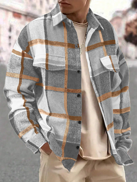Herren nan weite Karo-Hemdenjacke aus weichem Flanell mit aufgesetzten Brusttaschen R&B