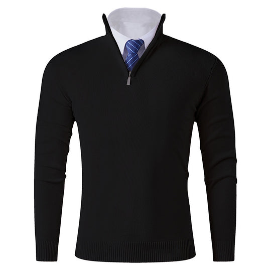 Herren eleganter Stehkragenpullover mit Reißverschluss R&B
