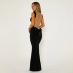 Damen Elegantes Maxikleid mit figurbetontem Schnitt und tiefem V-Ausschnitt R&B