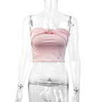Damen Bandeau Crop-Top mit Knoten-Design
