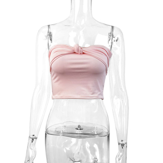 Damen Bandeau Crop-Top mit Knoten-Design R&B