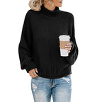 Damen Grobstrickpullover mit hohem Kragen R&B