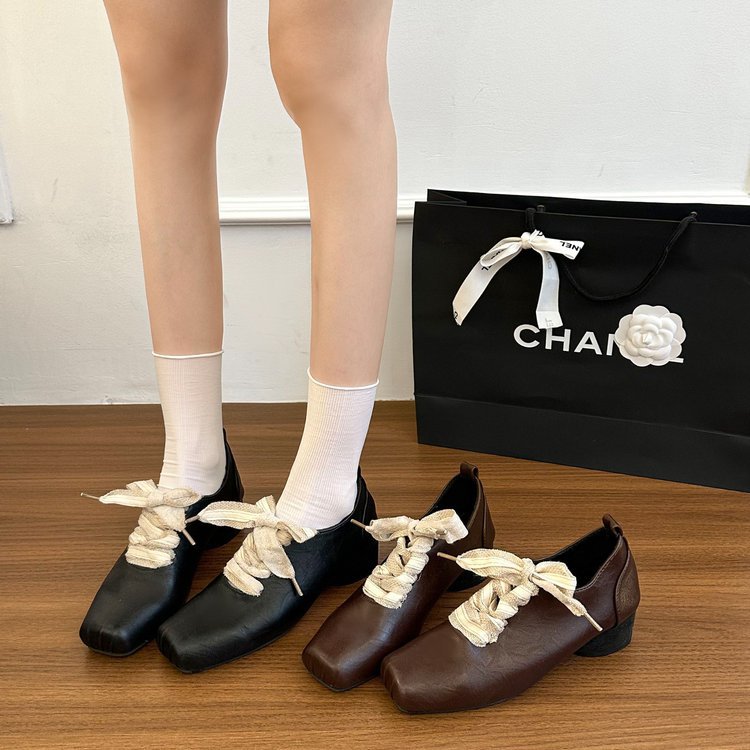 Damen elegante Schnürschuhe im Retro-Stil mit dekorativen Schleifen R&B