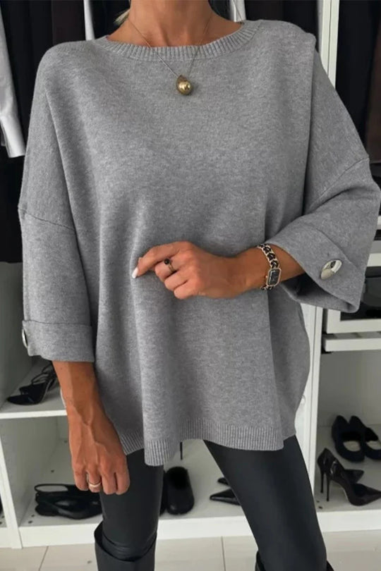 Damen Modischer Strickpullover mit eleganten Knopfdetails R&B