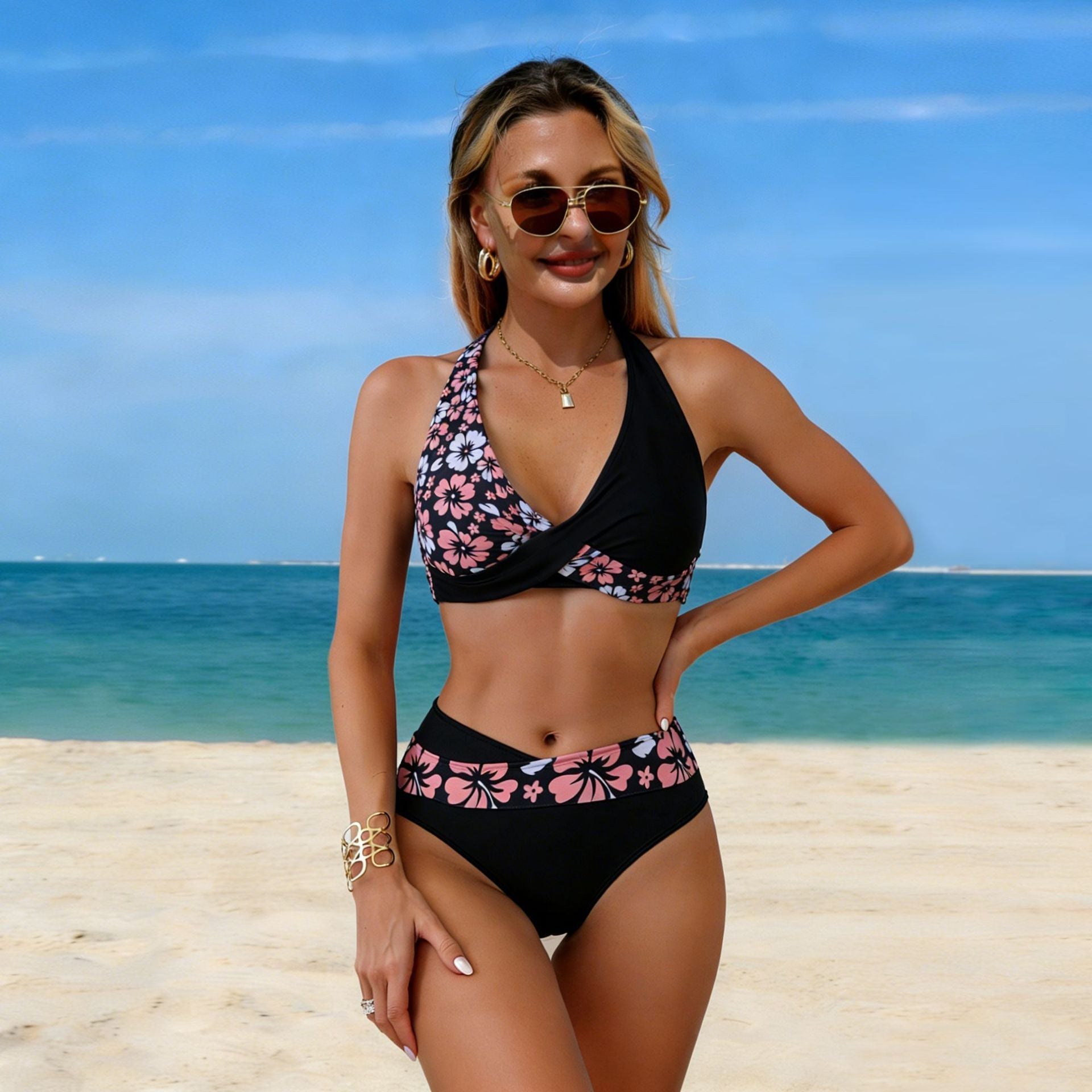 Damen Bikini-Set mit modischem Wickeldesign R&B