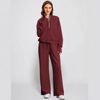 Damen Sportives Set mit Stehkragen und weitem Beinschnitt R&B