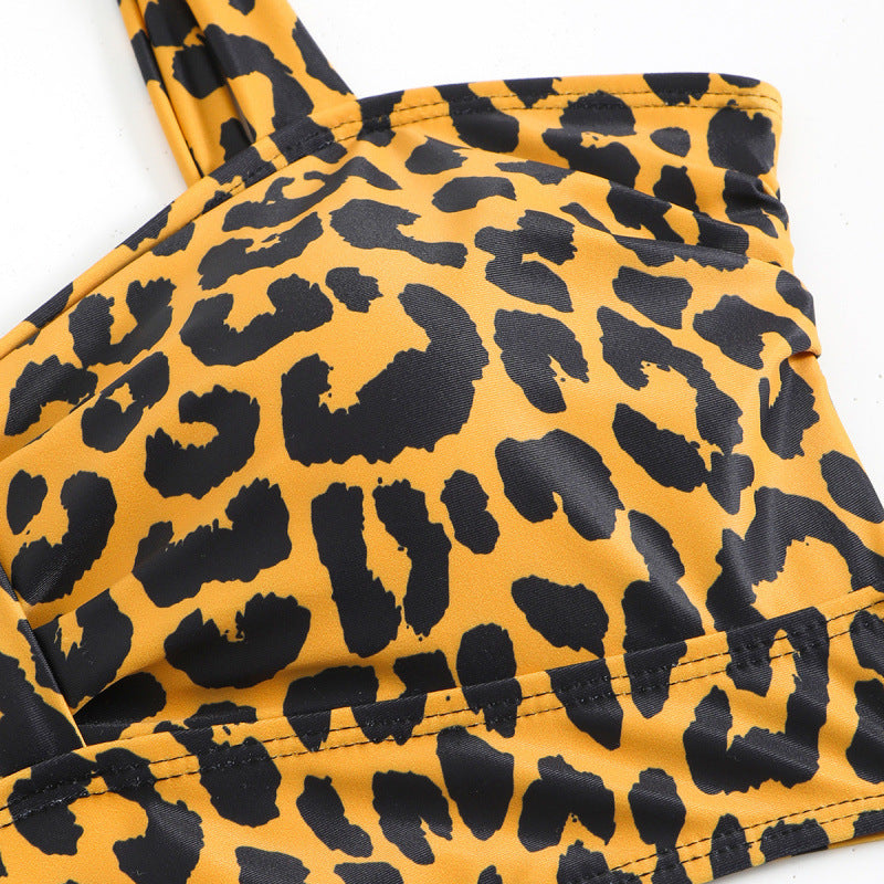 Damen Triangel-Bikini mit modischem Leopardenmuster und durchdachten Trägerdetails R&B