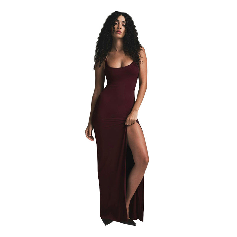 Damen Figurbetontes Maxikleid mit hohem Schlitz R&B