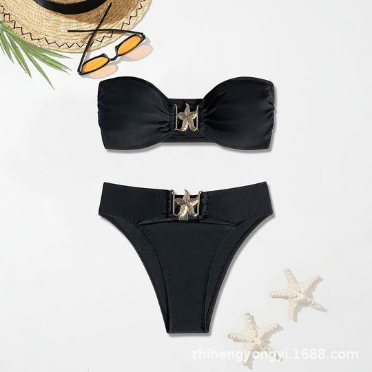 Damen Bandeau-Bikini mit elegantem Designelement R&B