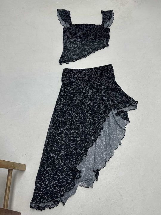 Damen asymmetrischer Volantrock mit zarten Rüschendetails R&B