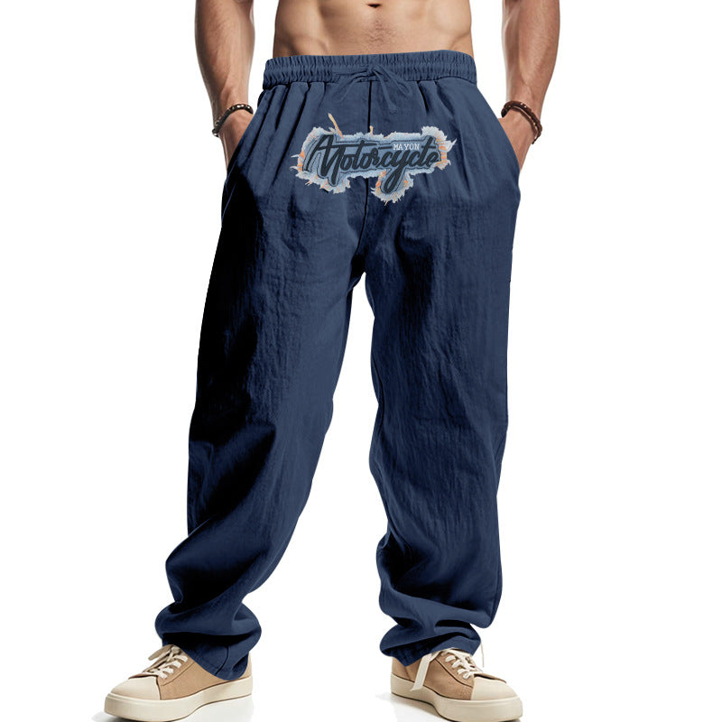 Herren lässige Freizeithose mit elastischem Bund und stilvollem Logo R&B