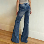 Damen Flared Jeans im lässigen Vintage-Stil mit hohem Bund und stylischen Waschungen R&B
