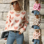 Damen Strickpullover mit Herzmuster und lässigem Schnitt R&B