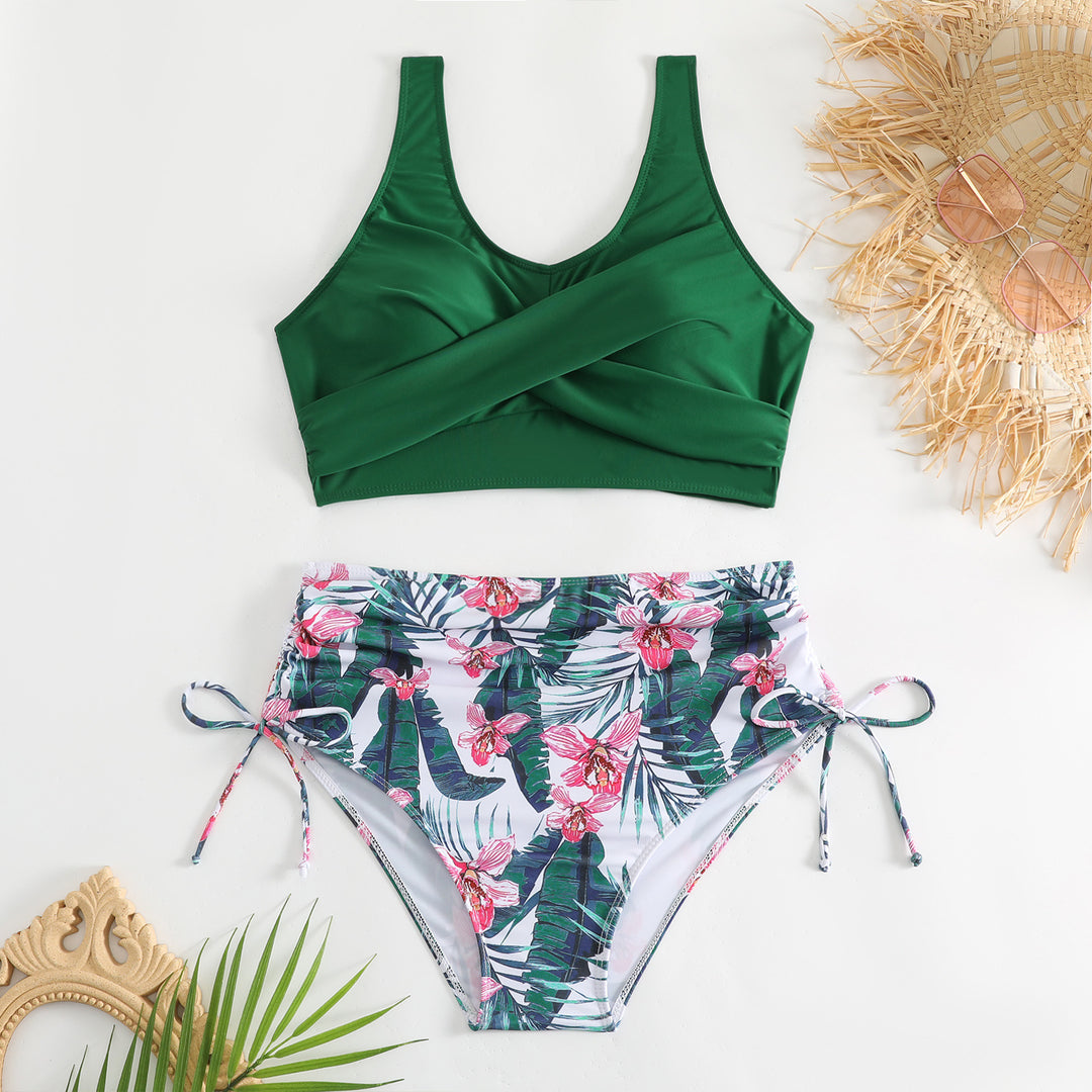 Damen Bikini-Set mit schickem Wickeloberteil und hoch taillierten Höschen R&B