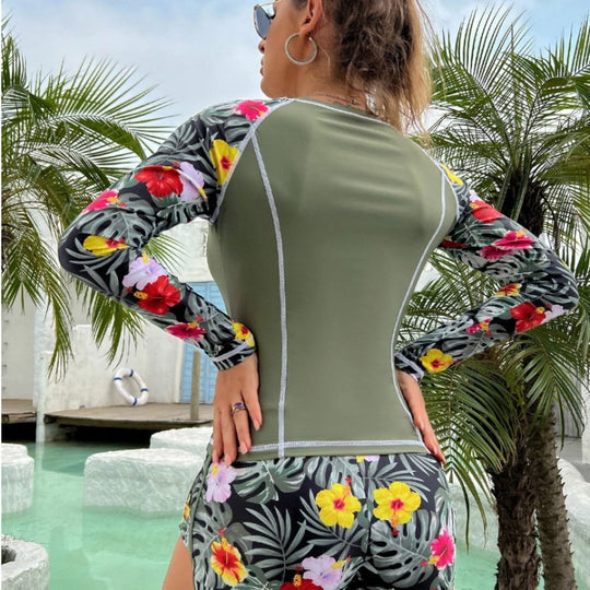 Damen Langarm Surf-Badeanzug mit floralem Muster R&B