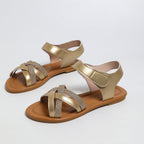 Damen modische Sandalen mit glitzerndem Kreuzriemen und komfortablem Klettverschluss R&B