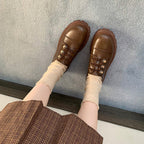 Damen komfortable Schnürschuhe aus hochwertigem Kunstleder mit eleganter Schnallenverzierung R&B
