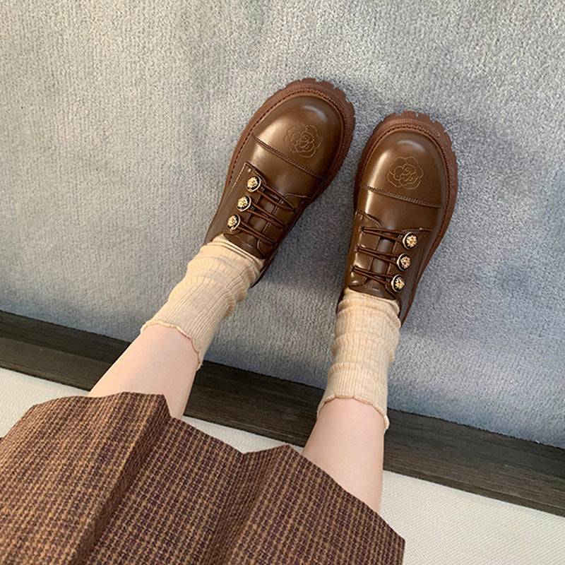 Damen komfortable Schnürschuhe aus hochwertigem Kunstleder mit eleganter Schnallenverzierung R&B