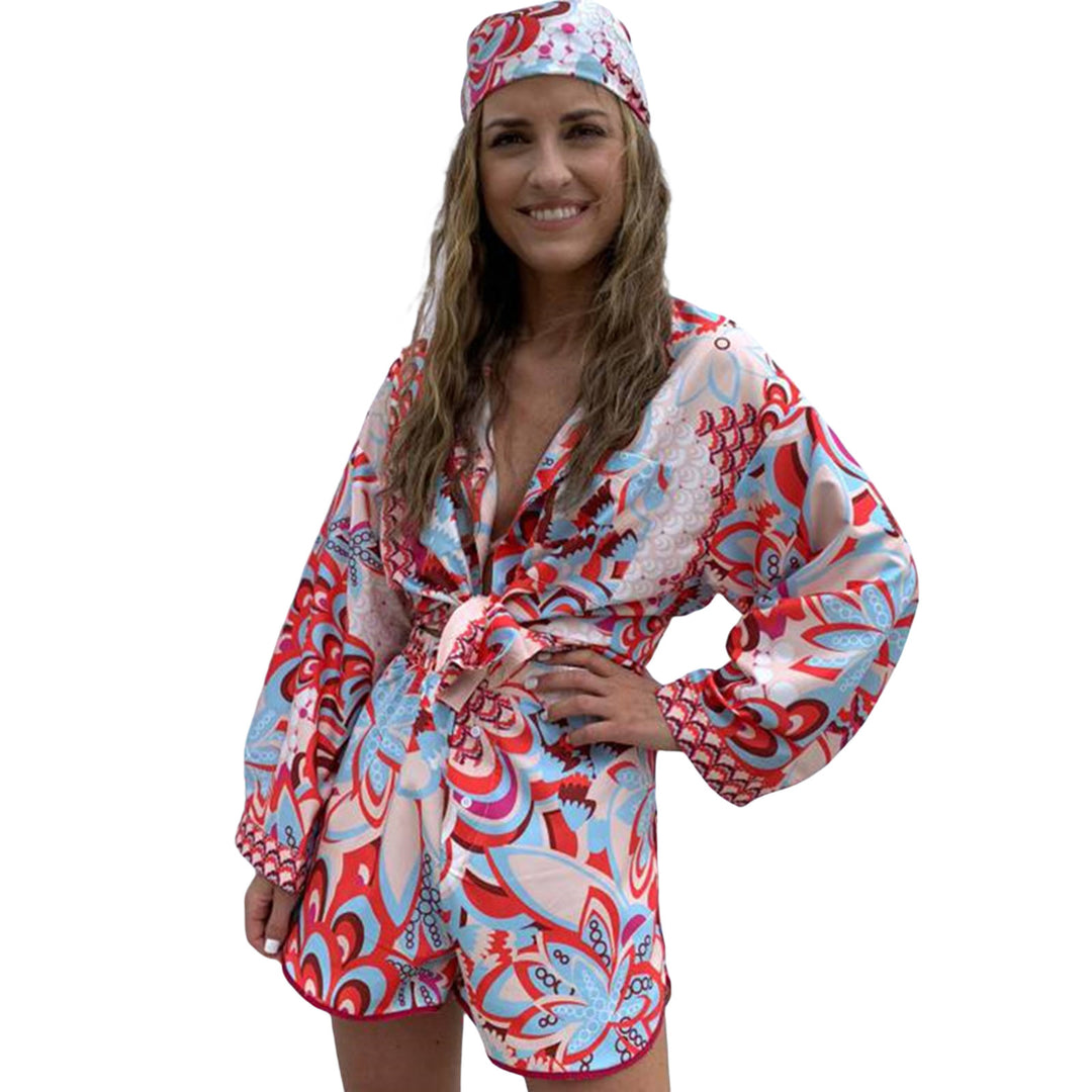 Damen Blusenset mit floralem Muster und Shorts R&B