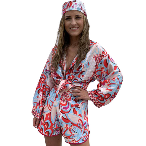 Damen Blusenset mit floralem Muster und Shorts R&B