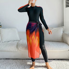 Damen Sportlicher Einteiler mit hohem Kragen und seitlichem Wickel-Design R&B