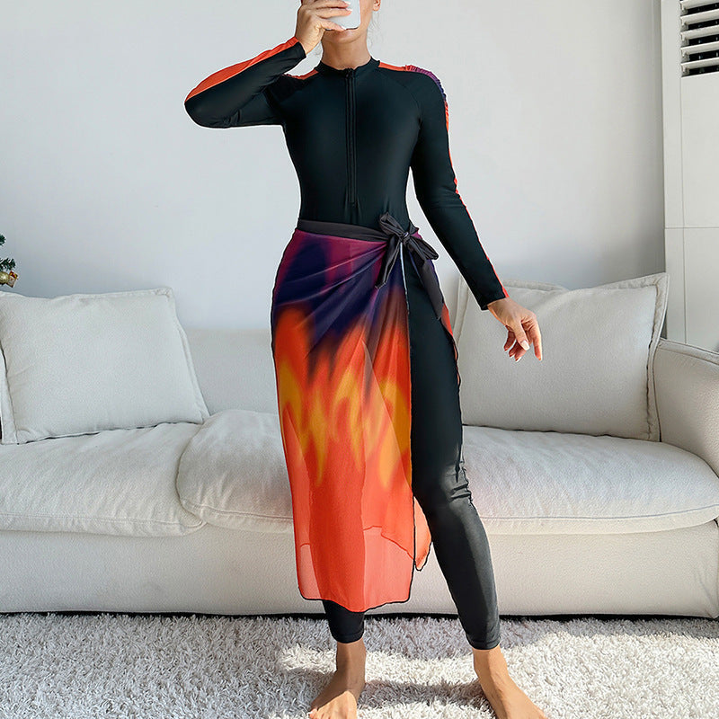 Damen Sportlicher Einteiler mit hohem Kragen und seitlichem Wickel-Design R&B