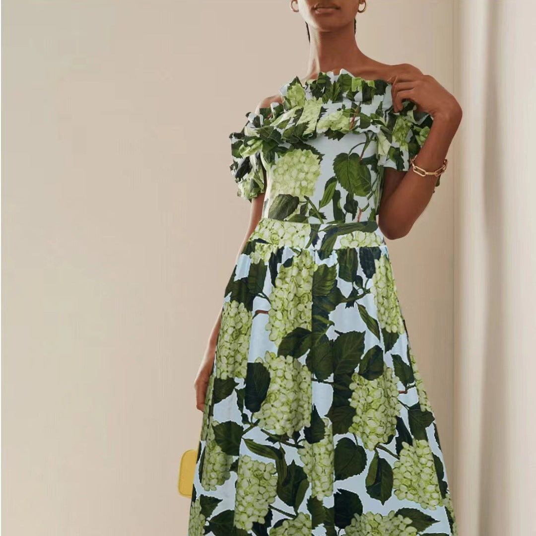 Damen Einteiler Badeanzug mit voluminösen Rüschendetails und floralem Design R&B