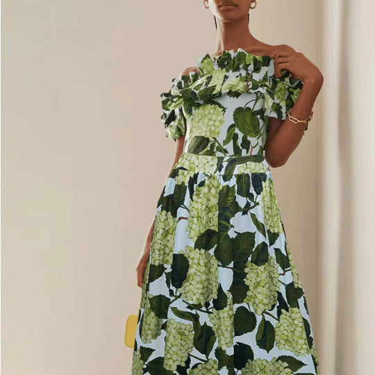 Damen Einteiler Badeanzug mit voluminösen Rüschendetails und floralem Design R&B