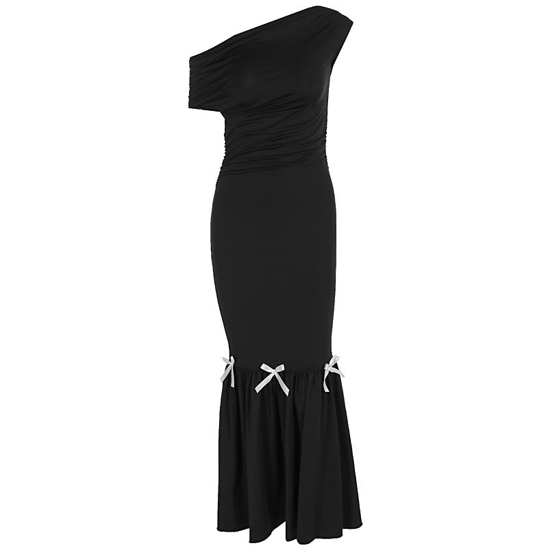Damen Elegantes Maxikleid mit asymmetrischem One-Shoulder Design und verspielten Rüschendetails R&B