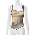 Damen elegantes Top mit asymmetrischem Schnitt und transparentem Design R&B