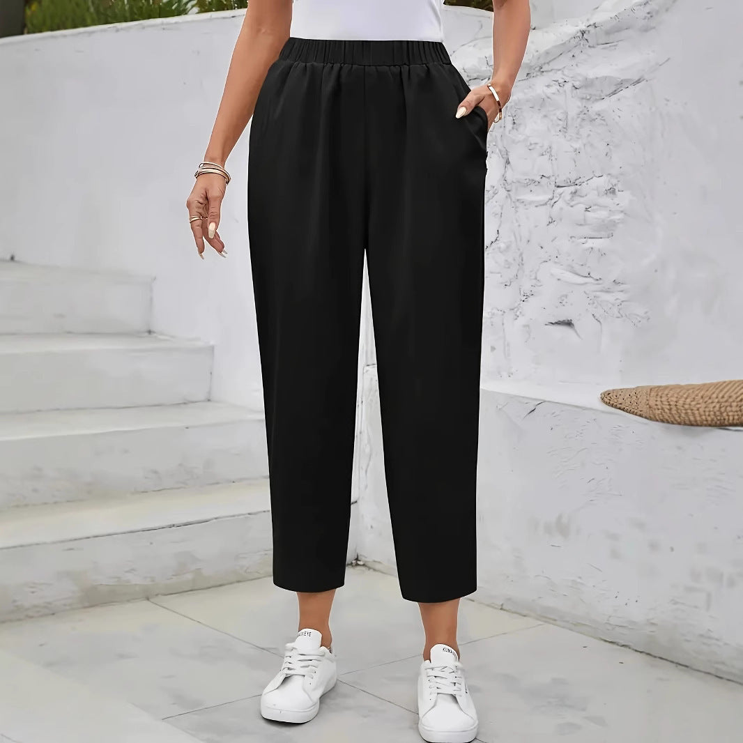 Damen Schnittige Chino-Hose mit elastischem Bund und dekorativen Knopfdetails R&B
