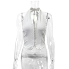 Damen Halterneck Top mit Reißverschluss