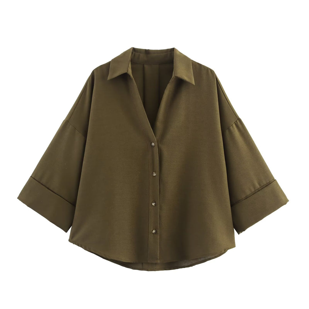 Damen Hemdblusenshirt mit lässigem Schnitt und eleganten 3/4-Ärmeln R&B