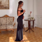 Damen Off-Shoulder Maxi-Kleid mit figurbetonendem Schnitt und elegantem Saum R&B