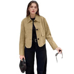 Damen Elegante Wildlederjacke mit praktischen Taschen und modernem Schnitt R&B