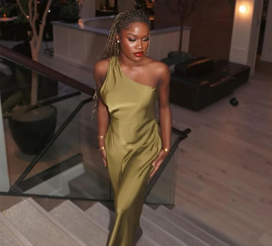Damen Asymmetrisches Maxikleid im modischen Farbverlauf R&B