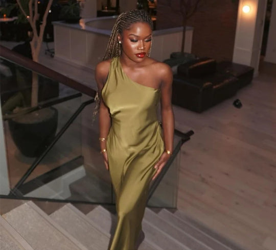 Damen Asymmetrisches Maxikleid im modischen Farbverlauf R&B