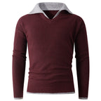 Herren eleganter V-Ausschnitt Pullover mit kontrastierendem Kragen R&B