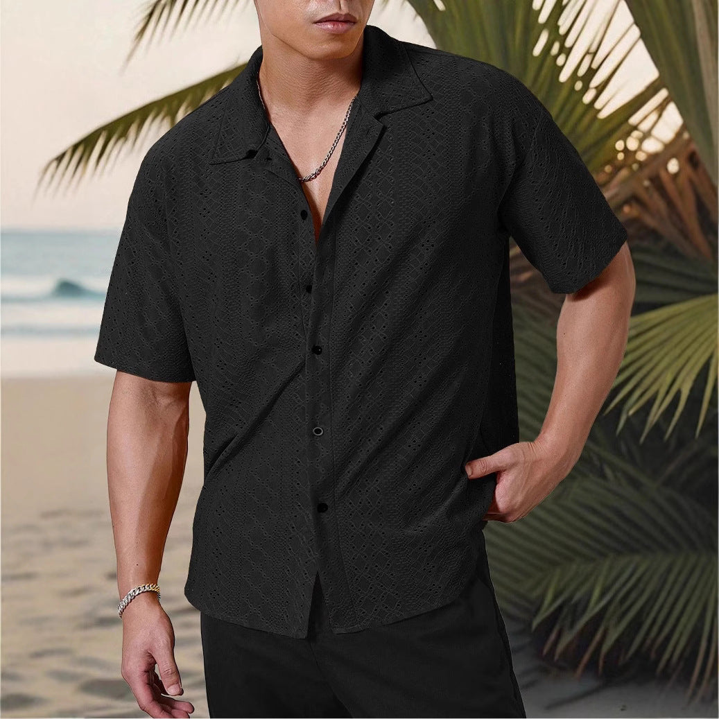 Herren Kurzarmhemd mit strukturiertem Design und atmungsaktivem Material