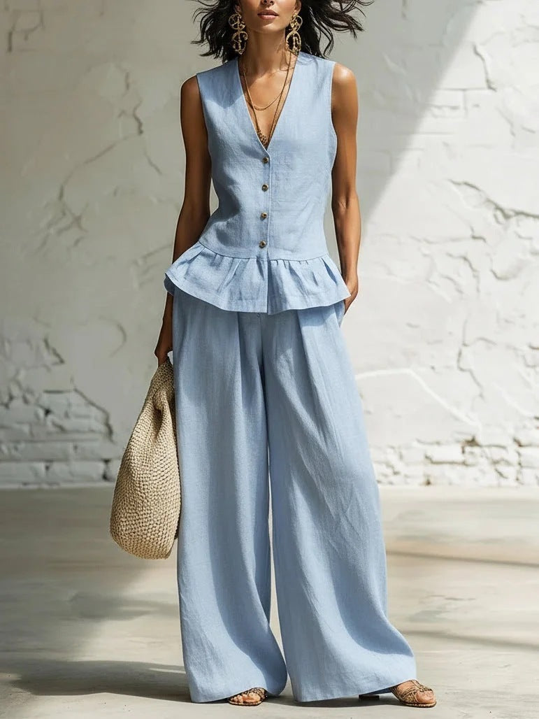 Damen lässiger Jumpsuit mit peplum Schnitt und Knopfdetails R&B