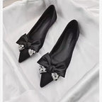 Damen elegante Ballerinas mit funkelndem Schleifendekor R&B